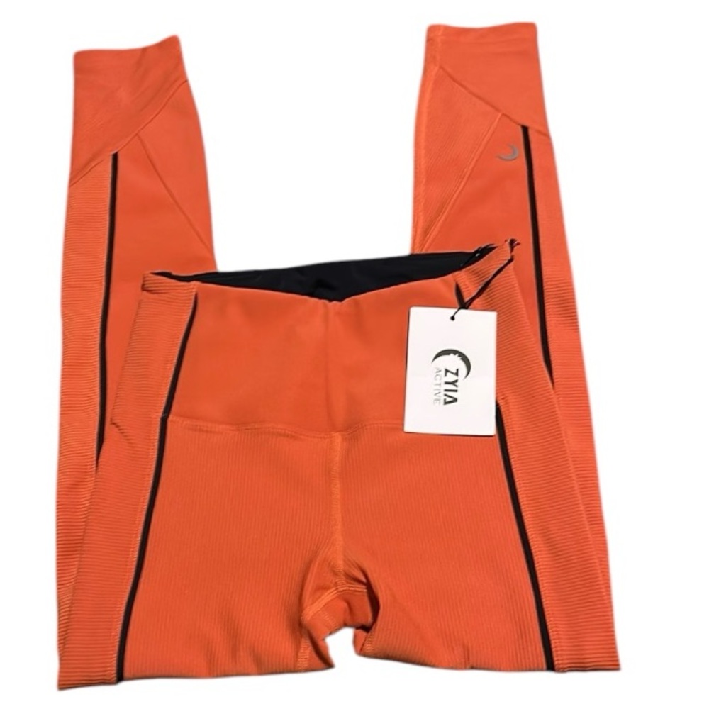 ZYIA Burnt Orange Ribbed Premium 7/8 Leggings Women’s Size 4 NWT 🎄